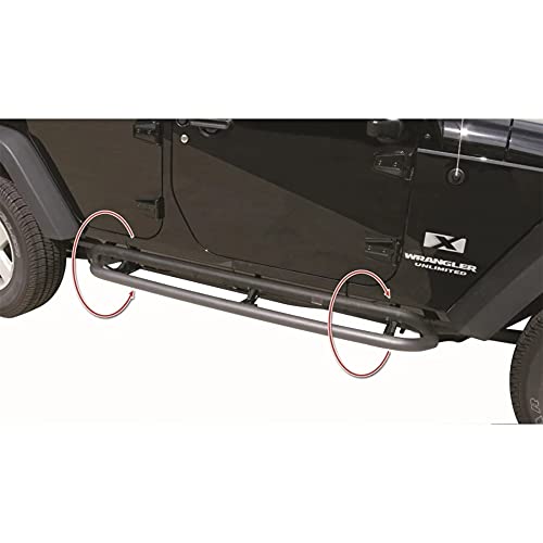 Rampage SRS Side Bar Retractable Rockguard Steps | Pair, Steel, Textured Black | 88732 | Fits 2007 - 2018 Jeep Wrangler JK 4-Door