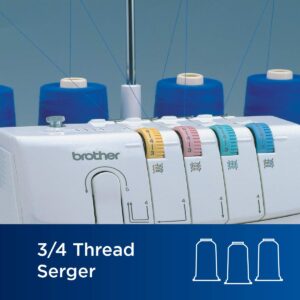 brother serger, 1034d, heavy-duty metal frame overlock machine, 1,300 stitches per minute, removeable trim trap, 3 included accessory feet,white