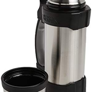 Thermos The Rock Vacuum Insulated 1 Liter Beverage Bottle, stainless steel/black, 1.1 quart (2510TRI2)