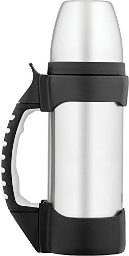 Thermos The Rock Vacuum Insulated 1 Liter Beverage Bottle, stainless steel/black, 1.1 quart (2510TRI2)