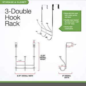 Spectrum Diversified Windsor Over The Door 3-Hook Rack, Chrome