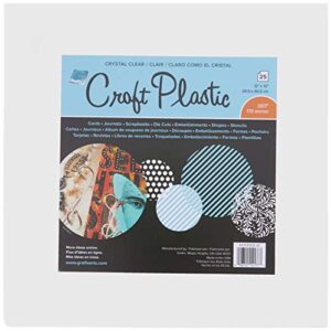 grafix ultra clear .007 plastic, durable and archival film, perfect for diy crafts, stencils, journals, cards, 3d embellishments, and more, 12″ x 12″, 25 pack
