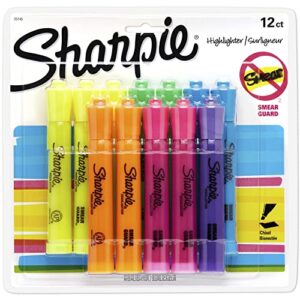 sharpie tank style highlighters, chisel tip, assorted, 12 count