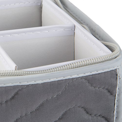 China Cup Storage Chest - Deluxe Quilted Microfiber (Light Gray) (13"H x 15.5"W x 5"D)