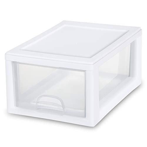 Sterilite 20518006 6 Quart/5.7 Liter Stacking Drawer, White Frame with Clear Drawer,(pack of 6)