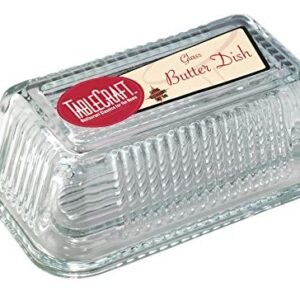 Tablecraft Ribbed Glass Butter Dish