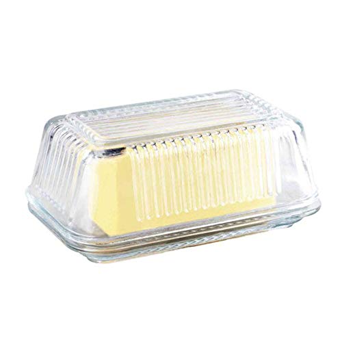 Tablecraft Ribbed Glass Butter Dish