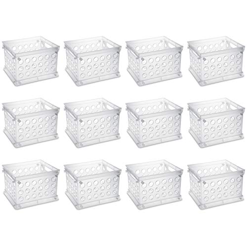 Sterilite 16958612 Mini Crate, Clear, 12-Pack,Small