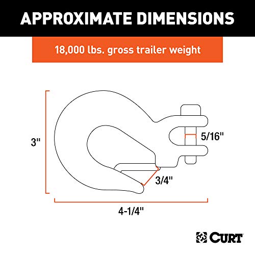 CURT 81950 5/16-Inch Forged Steel Clevis Slip Hook with Safety Latch, 18,000 lbs, 3/4-In Opening, 5/16" Pin