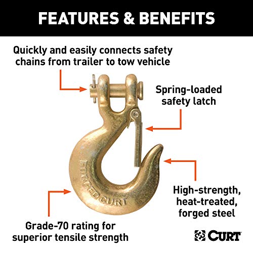 CURT 81950 5/16-Inch Forged Steel Clevis Slip Hook with Safety Latch, 18,000 lbs, 3/4-In Opening, 5/16" Pin