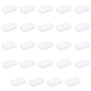 sterilite 16068024 storage tray, white, 24-pack