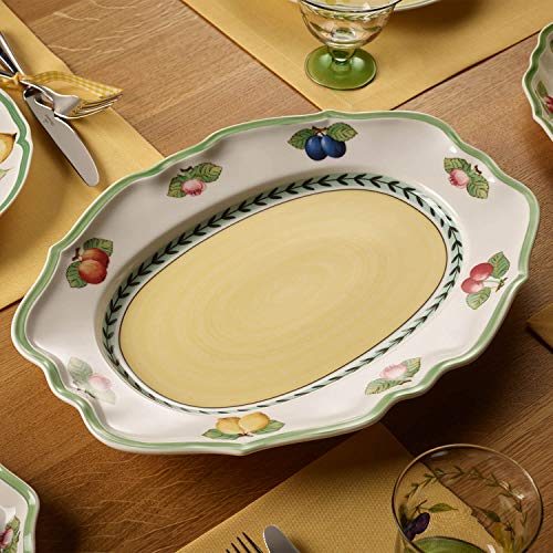 Villeroy & Boch French Garden Fleurence Oval Platter, 17.25 in, White/Multicolored