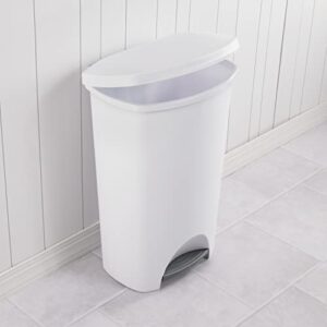 Sterilite 10968004 11 Gallon/42 Liter StepOn Wastebasket, White Lid & Base w/ Titanium Pedal, 4-Pack