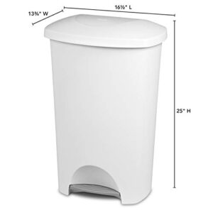 Sterilite 10968004 11 Gallon/42 Liter StepOn Wastebasket, White Lid & Base w/ Titanium Pedal, 4-Pack