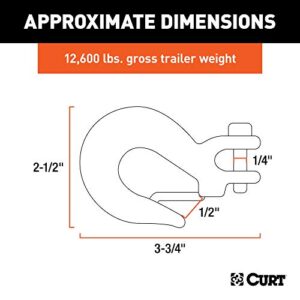 CURT 81940 1/4-Inch Forged Steel Clevis Slip Hook with Safety Latch, 12,600 lbs, 1/2-In Opening, 1/4" Pin, YELLOW ZINC