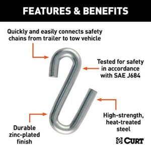 CURT 81270 7/16-Inch Certified Trailer Safety Chain S-Hook, 5,000 lbs