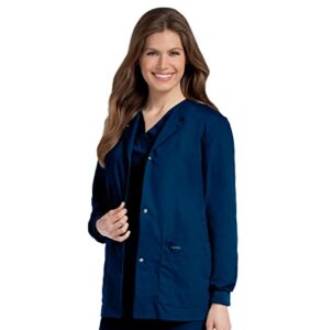 landau essentials relaxed fit 4-pocket snap-front scrub jacket for women 7525