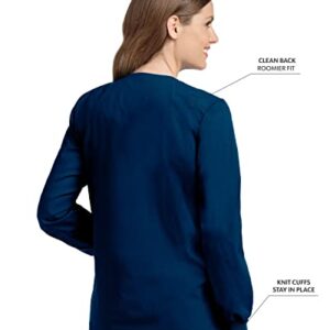 Landau Essentials Relaxed Fit 4-Pocket Snap-Front Scrub Jacket for Women 7525