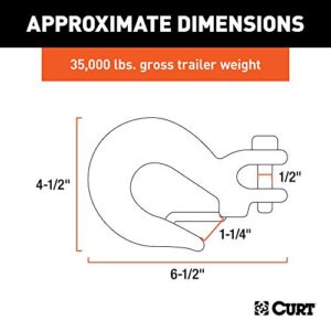 CURT 81910 1/2-Inch Forged Steel Clevis Slip Hook with Safety Latch, 35,000 lbs, 1-1/4-In Opening, 1/2" Pin