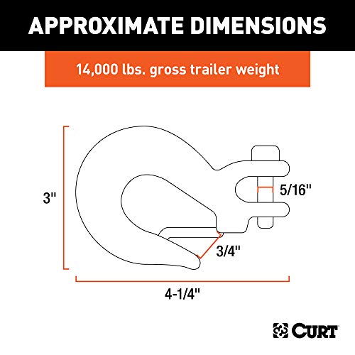 CURT 81550 5/16-Inch Forged Steel Clevis Slip Hook with Safety Latch, 14,000 lbs, 3/4-In Opening, 5/16" Pin