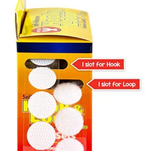 Hygloss Products Self Adhesive Coins - 100 Hook and Loop Fastener Sticky Dots With Dispenser – 5/8 Inches, White
