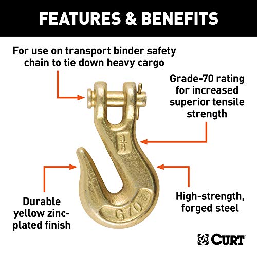 CURT 81438 3/8-Inch Forged Steel Clevis Grab Hook, 6,600 lbs. Work Load, 1/2-In Pin