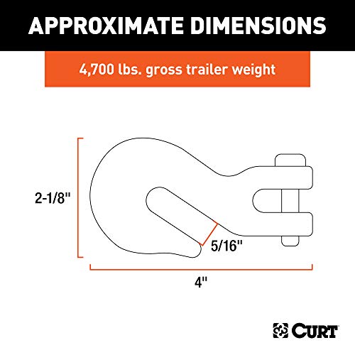 CURT 81503 5/16-Inch Forged Steel Clevis Grab Hook, 4,700 lbs. Work Load, 7/16-In Pin