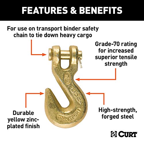 CURT 81503 5/16-Inch Forged Steel Clevis Grab Hook, 4,700 lbs. Work Load, 7/16-In Pin