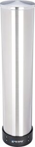 san jamar c3500p stainless steel pull type beverage cup dispenser, fits 32oz to 46oz cup size, 4″ to 4-7/8″ rim, 23-1/2″ tube length