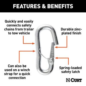 CURT 81288 Snap Hook Trailer Safety Chain Hook Carabiner Clip, 9/16-Inch Diameter, 5,000 lbs