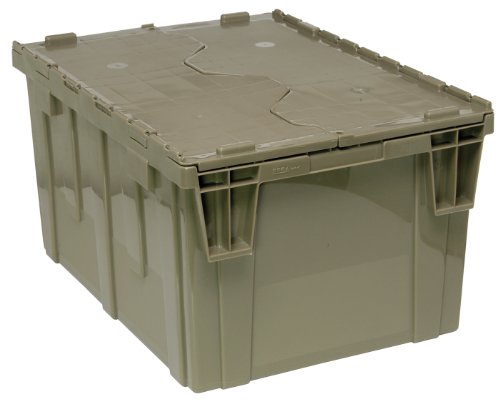 Quantum QDC2420-12 Plastic Storage Container with Attached Flip-Top Lid, 24" x 20" x 12", Gray