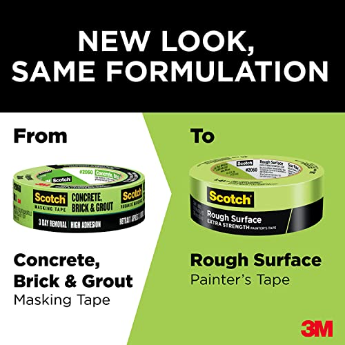 Scotch Rough Surface Extra Strength Painter's Tape, Green, Tape Protects Surfaces and Removes Easily, Rough Surface Painting Tape for Indoor and Outdoor Use, 1.41 Inches x 60.1 Yards, 1 Roll