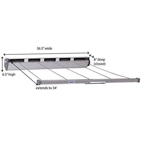 Household Essentials 17145-1 Retractable Clothesline 5-Line Dryer | Indoor or Outdoor Use | Hang Wet or Dry Laundry