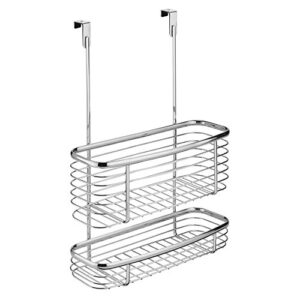 iDesign Axis Over the Cabinet 2-Tier Kitchen Storage Basket Organizer for Aluminum Foil, Sandwich Bags, Cleaning Supplies, Garbage Bags, Bath Supplies, Chrome