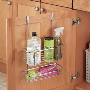 iDesign Axis Over the Cabinet 2-Tier Kitchen Storage Basket Organizer for Aluminum Foil, Sandwich Bags, Cleaning Supplies, Garbage Bags, Bath Supplies, Chrome