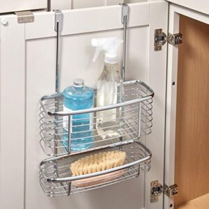 iDesign Axis Over the Cabinet 2-Tier Kitchen Storage Basket Organizer for Aluminum Foil, Sandwich Bags, Cleaning Supplies, Garbage Bags, Bath Supplies, Chrome