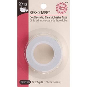 dritz res-q, 3/4″ x 5-yards, double-sided, clear adhesive tape, 3/4-inch