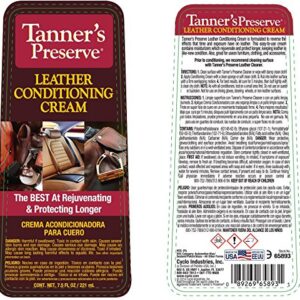 Tanner's Preserve Leather Conditioning Cream - 7.5 Fl Oz - Easy-to-Use Formula Safely Cleans Leather and Restores Supple and Rich Luster - Made Without Harsh Chemicals or Ingredients