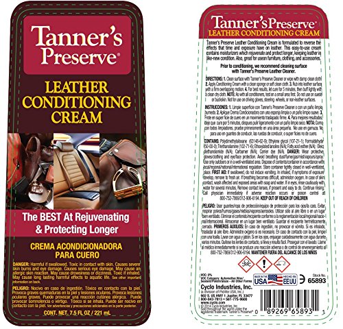 Tanner's Preserve Leather Conditioning Cream - 7.5 Fl Oz - Easy-to-Use Formula Safely Cleans Leather and Restores Supple and Rich Luster - Made Without Harsh Chemicals or Ingredients