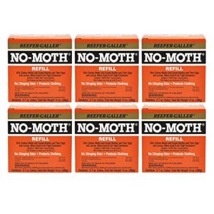 reefer-galler no moth closet hanger refills – kills clothes moths, carpet beetles, eggs & larvae (2 moth cakes, pack of 6)