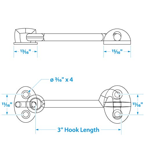 Seachoice Chrome-Plated Cast Brass 3 in. Marine Cabin Door Hook w/ #6 Fastener