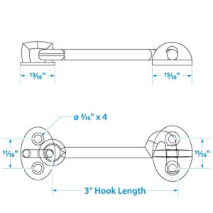 Seachoice Chrome-Plated Cast Brass 3 in. Marine Cabin Door Hook w/ #6 Fastener