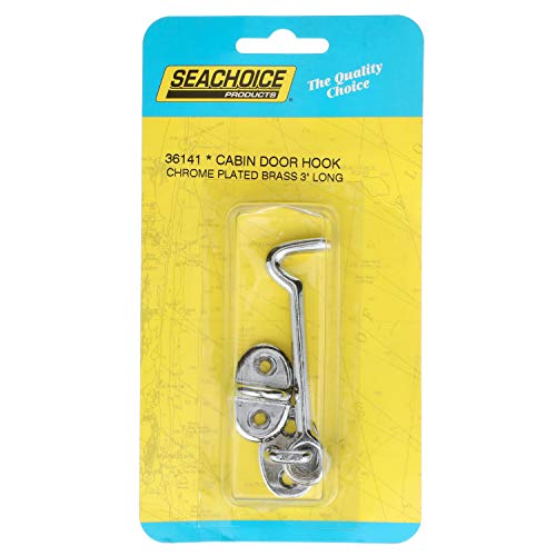 Seachoice Chrome-Plated Cast Brass 3 in. Marine Cabin Door Hook w/ #6 Fastener