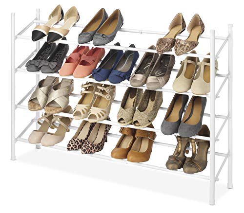 Whitmor, White 2-Tier Expandable and Stackable Shoe Rack