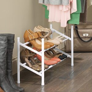 Whitmor, White 2-Tier Expandable and Stackable Shoe Rack