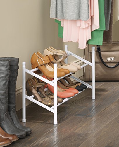 Whitmor, White 2-Tier Expandable and Stackable Shoe Rack