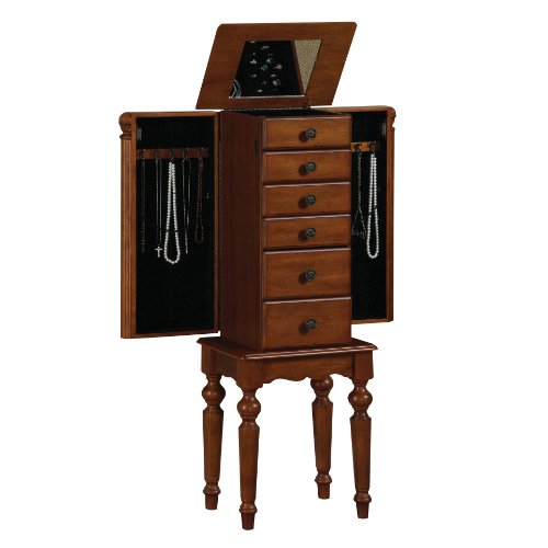 Powell Lightly Distressed "Deep Cherry" Jewelry Armoire