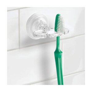 iDesign BPA-Free Plastic Bathroom Suction Toothbrush Holder - 2.75" x 2.25" x 2", Clear