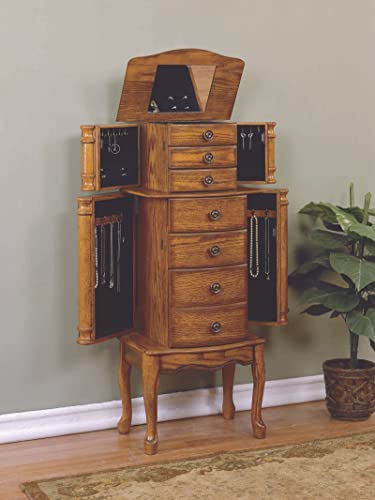 Powell Furniture Powell Jewelry Armoire, Distressed Woodland Oak Black Lining