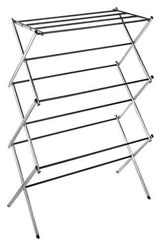 Whitmor 11-Bar Folding Clothes Top Shelf-Indoor and Outdoor-Chrome Drying Rack, 9 Hanging